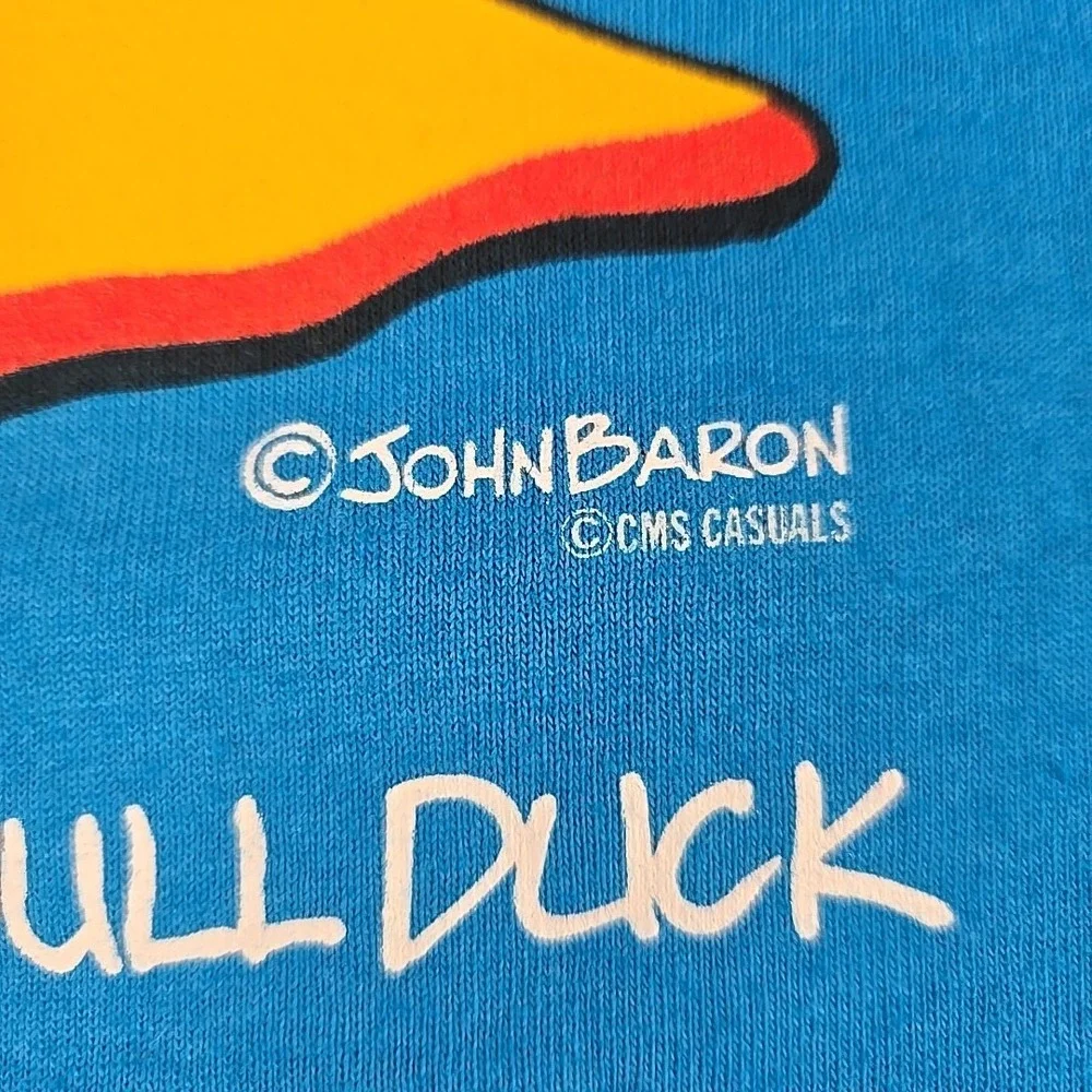Vintage John Baron Duck Tshirt Not Playing With A Full Duck Size Large Blue USA - Picture 6 of 10